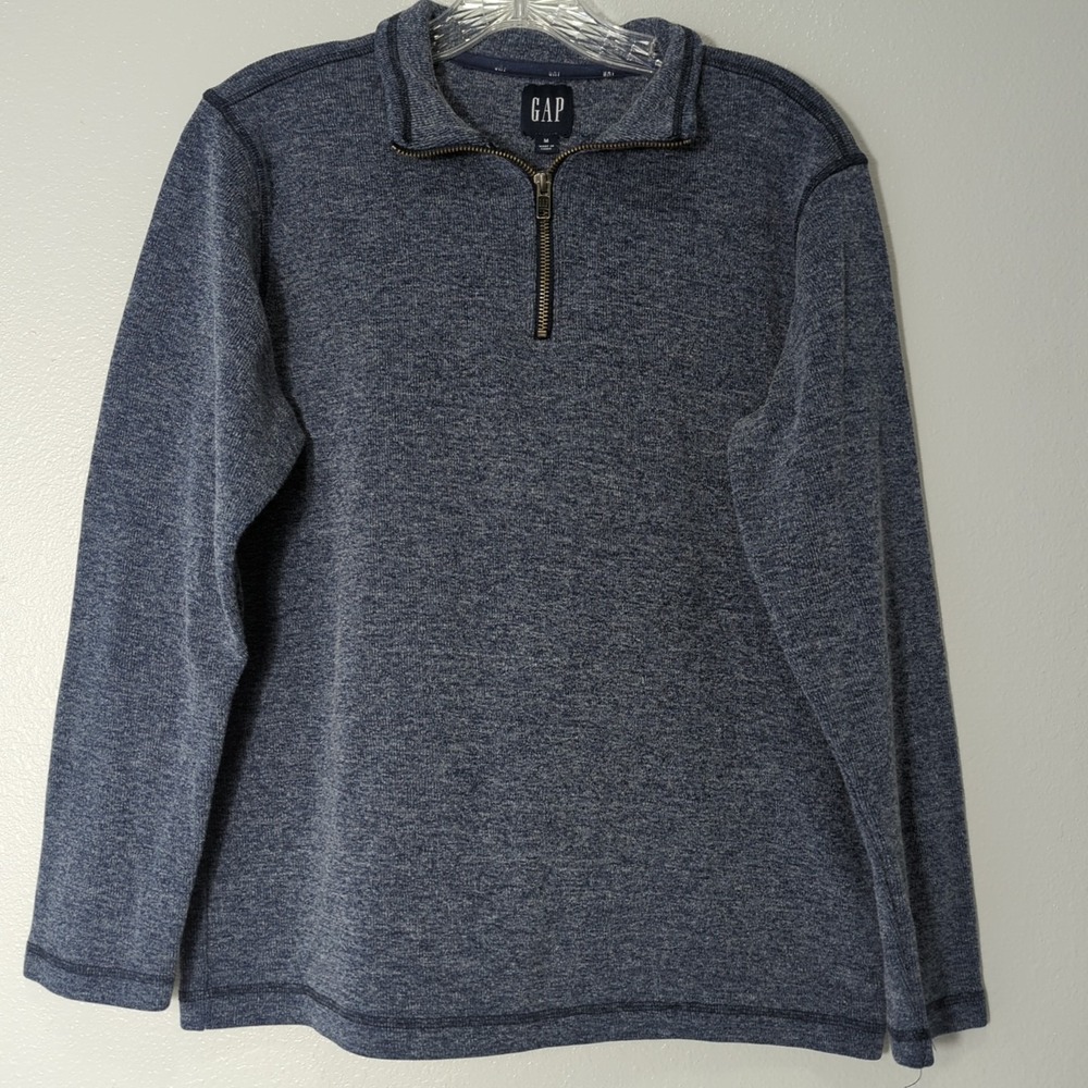 Gap Men's 1/4 Zip Size Medium Mock Neck Long Sleeve Heather Blue 220